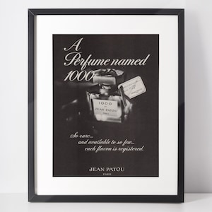 JEAN PATOU 1981 Vintage Advertisement 1980s Perfume 1000 Parfum Luxury Brand Print Ad Collectible Wall Art Birthday Christmas Gift Present