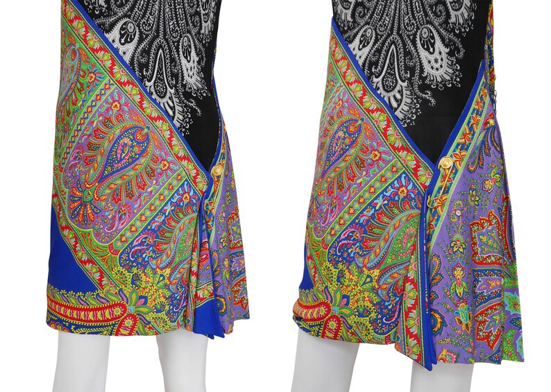 GIANNI VERSACE Couture Spring 1994 1990s Vintage Medusa Safety Pin Paisley Print Mini Dress Romper Size Medium D 38 I 44 image 7