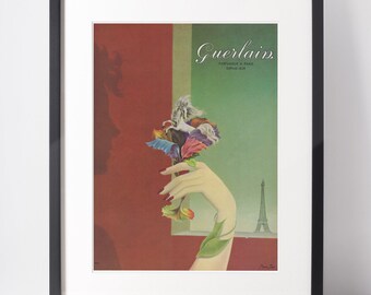 Original 1940s Vintage Guerlain Perfume Ad: Authentic Ready to