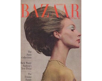Revista de moda vintage Harper's BAZAAR US de marzo de 1962, década de 1960, retro, cumpleaños, aniversario, regalo de Navidad, fotos, anuncios.