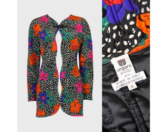 UNGARO ロングツイードジャケット ラムスエード衿/40~L/90年代 UNGARO ロングツイードジャケット ラムスエード衿/40~L/90年代