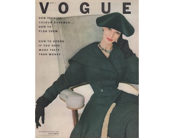 VOGUE US October 1, 1952 Vintage Fashion Magazine 1950s Retro Birthday Anniversary Christmas Gift Present Photos Ads Advertisements