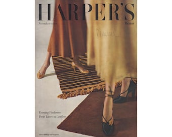 Harper's Bazaar UK, noviembre de 1949, revista de moda vintage británica, década de 1940, cumpleaños, aniversario, regalo de Navidad, fotos, anuncios