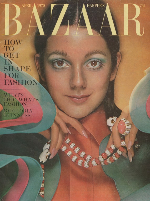 Harper's Bazaar US April 1970 Vintage Fashion Magazine 1970s Retro