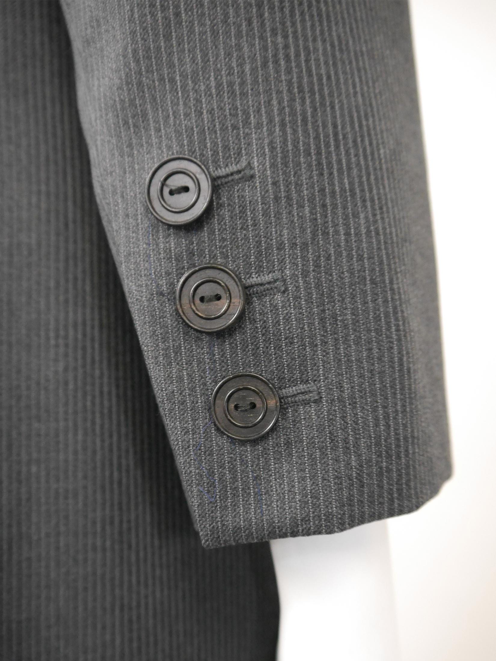 Yves Saint Laurent YSL 1990s Vintage Grey Pinstripe Wool Tailored 