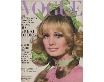 VOGUE US 1 de marzo de 1969 Revista de moda vintage Años 60 Retro Cumpleaños Aniversario Regalo de Navidad Presente Fotos Anuncios Anuncios
