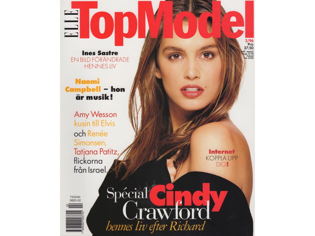ELLE TOP MODEL No. 9 2/1996 Cindy Crawford Swedish Edition Vintage