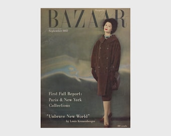 Harper's BAZAAR US September 1957 Vintage Fashion Magazine 1950s Retro Birthday Anniversary Christmas Gift Present Photos Ads Advertisements