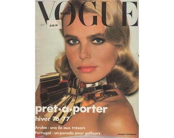 VOGUE PARIS October 1976 Vintage Fashion Magazine 1970s Retro Birthday Anniversary Christmas Gift Present Photos Ads Advertisements