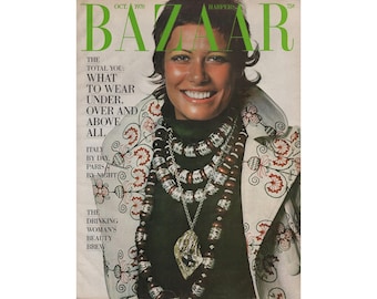 Harper's Bazaar USA oktober 1970 Vintage modetidning 1970-talet Retro födelsedag jubileum julklapp present foton annonser annonser