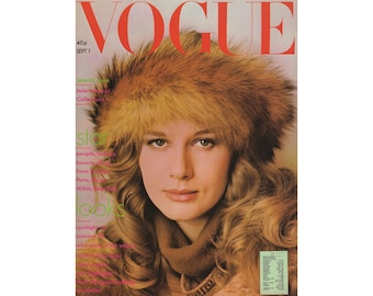 英国版VOGUE UK 1974年9月1日号 ヴィンテージファッション雑誌 1970