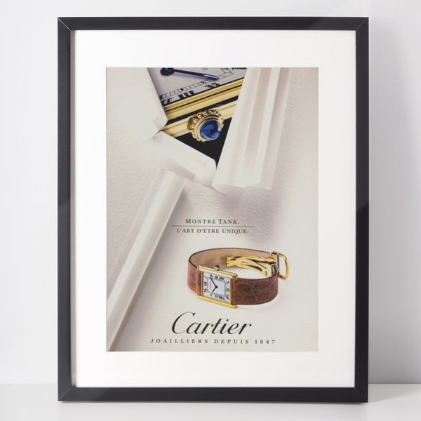 CARTIER Tank 1993 Vintage Advertisement 1990s Luxury Watch Print Ad Collectible Wall Art Birthday Anniversary Christmas Gift Interior Decor