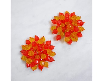 COPPOLA E TOPPO 1960年代ヴィンテージ 特大ビーズクリップオンイヤリング ステートメントジュエリー イタリア製 宇宙時代 コスチュームジュエリー