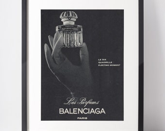 BALENCIAGA 1963 Vintage Advertisement 1960s Perfume Fragrance Print Ad Girlfriend Gift Idea Present Wall Art Interior Design Home Decor