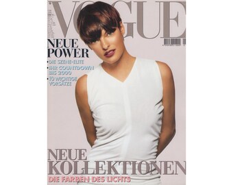 VOGUE GERMANY January 1999 Vintage Fashion Magazine 1990s Retro Birthday Anniversary Christmas Gift Present Photos Ads Advertisements