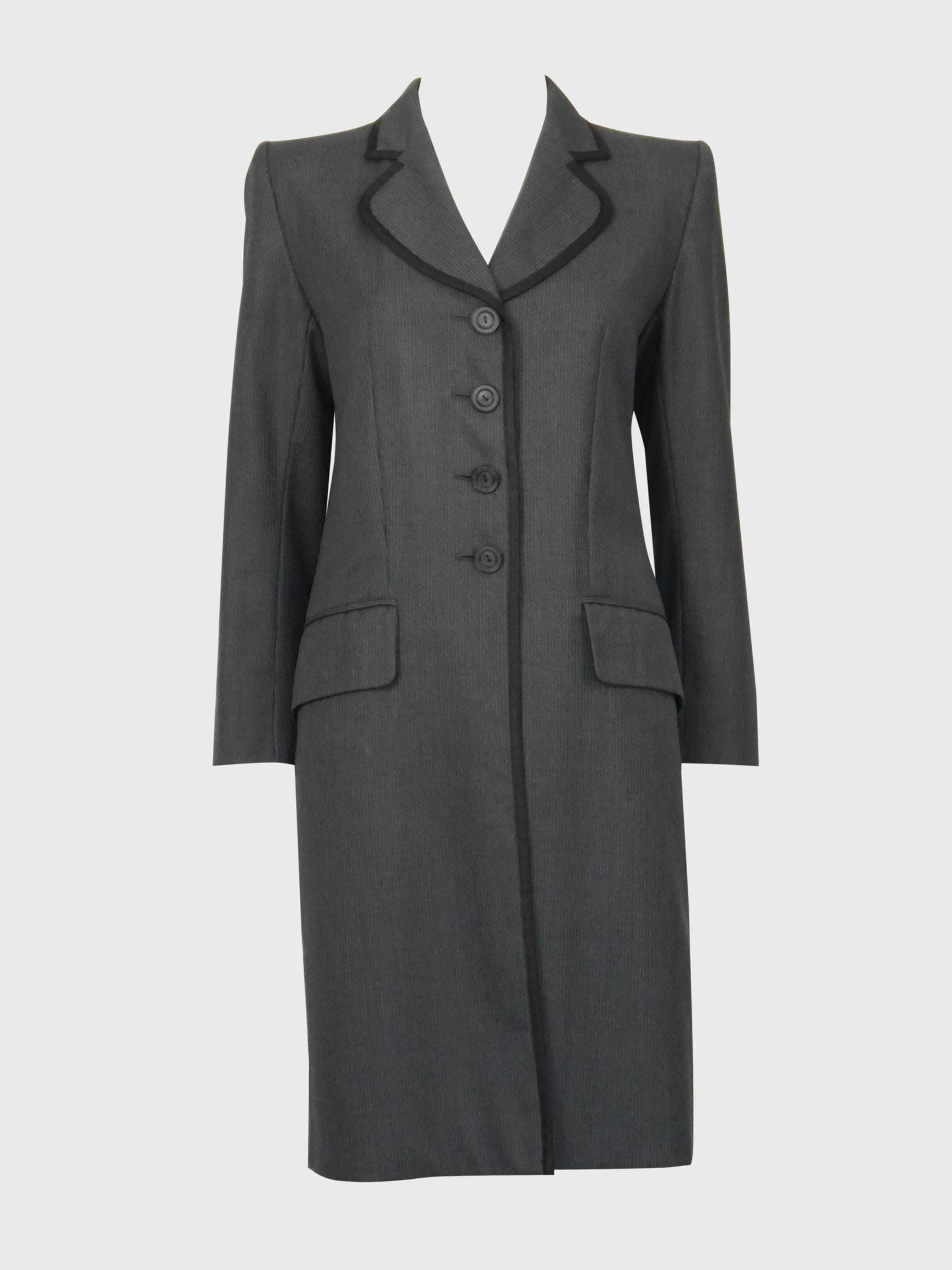 Yves Saint Laurent YSL 1990s Vintage Grey Pinstripe Wool Tailored