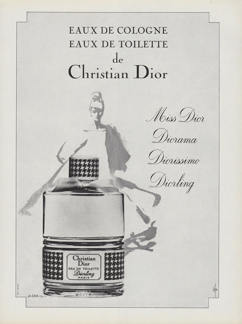 CHRISTIAN DIOR 1966 Vintage Advertisement 1960s Perfume Miss Dior Diorling Magazine Print Ad Collectible Wall Art Girlfriend Gift Decor image 2