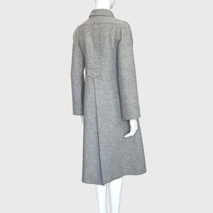 COURRÈGES Couture Future 1970s Vintage Coat w/ Flap Pockets High Back Vent Slit Grey Wool Transitional Season XS-Small US 2-4-6 image 8