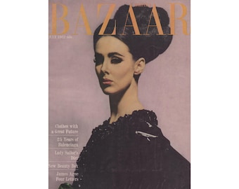 Revista de moda vintage Harper's BAZAAR de EE. UU., julio de 1962, años 60, retro, cumpleaños, aniversario, regalo de Navidad, fotos, anuncios.