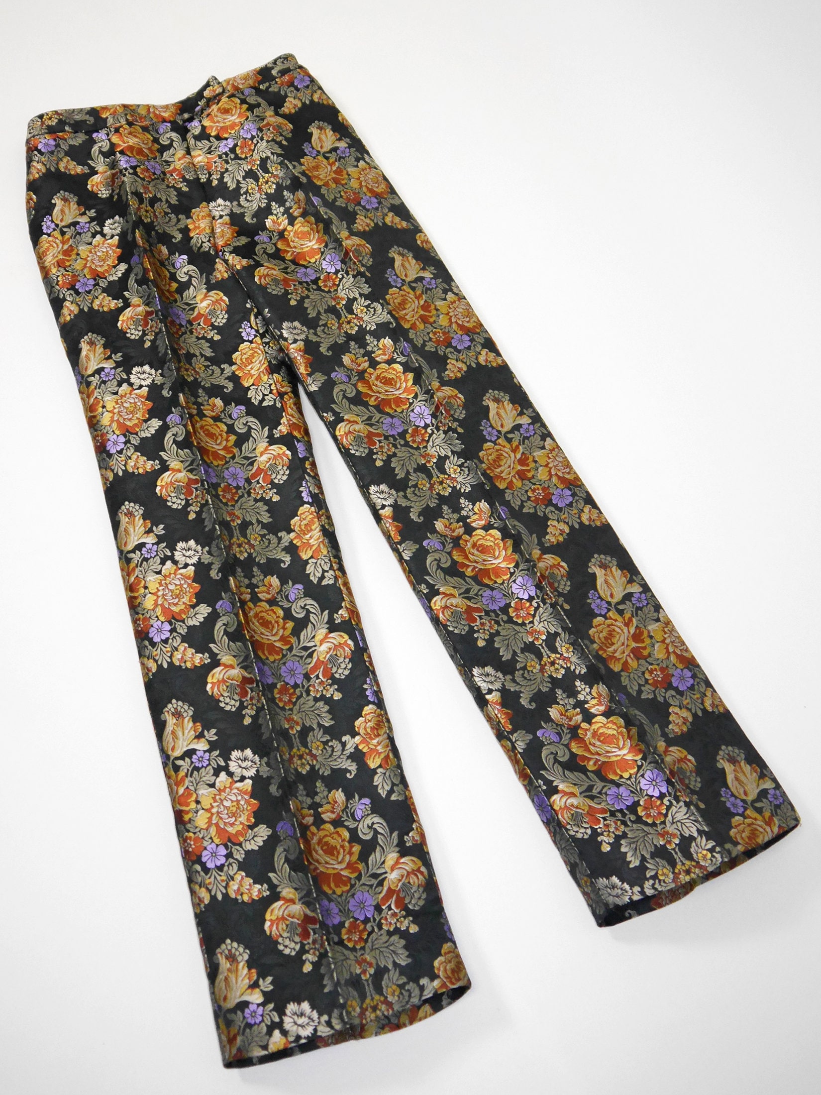 DOLCE & GABBANA 1990s Vintage Floral Jacquard Evening Pants