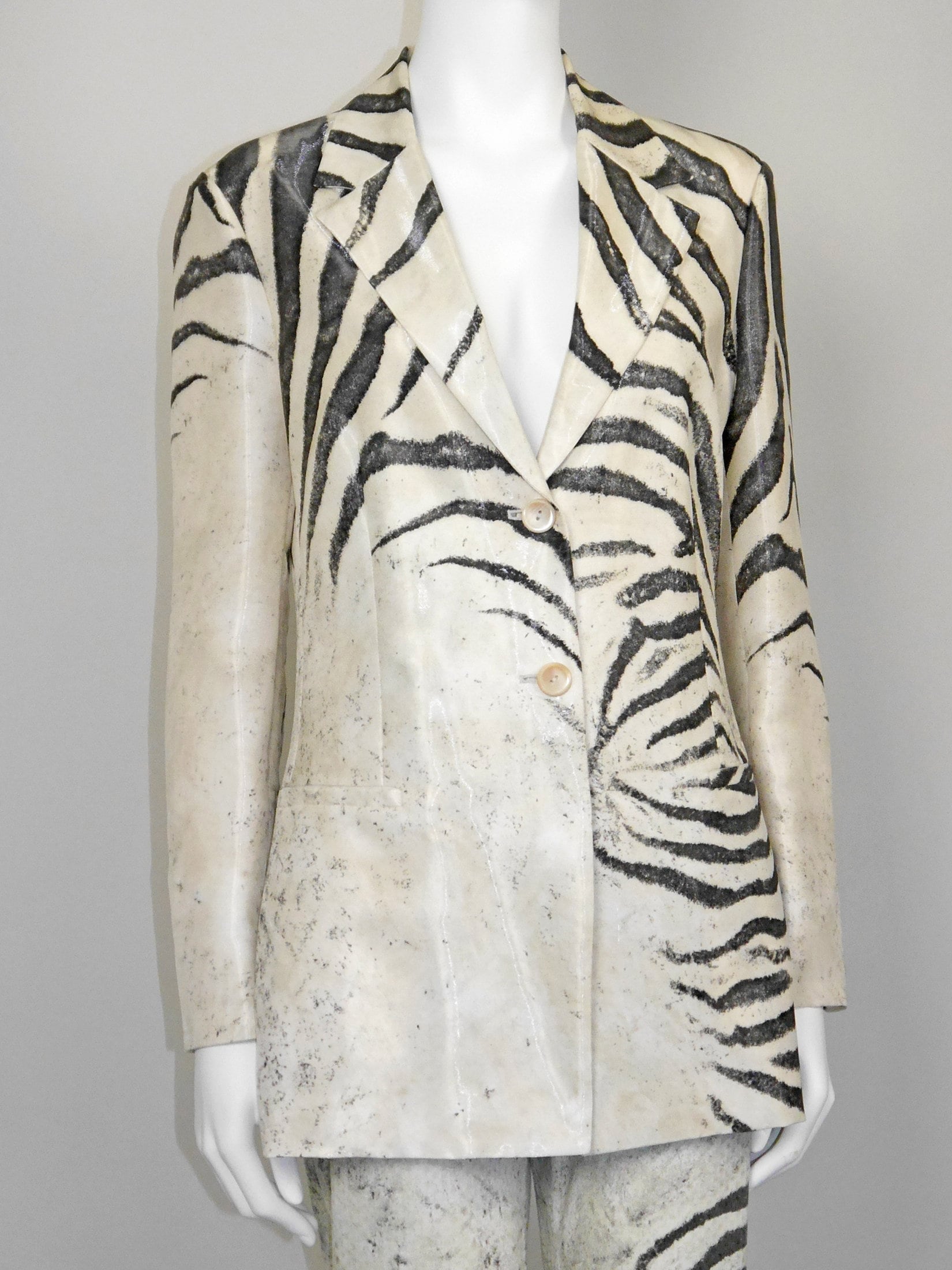 ROBERTO CAVALLI Spring 1999 Vintage Zebra Print Oversized Silk