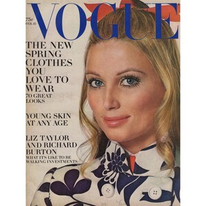VOGUE US February 15th 1969 Vintage Fashion Magazine 1960s Retro Birthday Anniversary Christmas Gift Present Photos Ads Advertisements