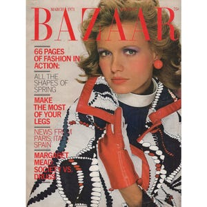 Harper&#39;s Bazaar US March 1971 Vintage Fashion Magazine 1970s Retro Birthday Anniversary Christmas Gift Present Photos Ads Advertisements