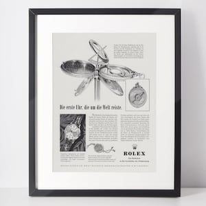 Anuncio vintage de Rolex de 1955, relojes de lujo de los años 50, anuncio impreso, arte mural coleccionable, regalo de cumpleaños, aniversario, Navidad, presente, decoración del hogar