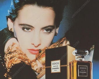 CHANEL 1985 Vintage Advertisement 1980s Coco Perfume Parfum