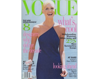 VOGUE US July 1996 Vintage Fashion Magazine 1990s Birthday Christmas Gift Present Photos Ads Amber Valletta Supermodels American Vogue