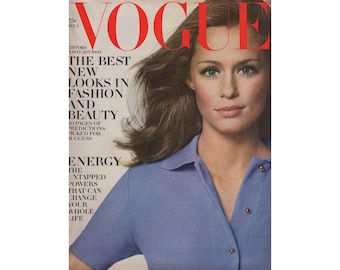 VOGUE EE. UU. 1 de enero de 1969 Revista de moda vintage de los años 60 Retro Cumpleaños Aniversario Navidad Regalo Presente Fotos Anuncios Publicidad