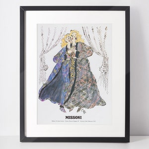 MISSONI 1994 Vintage Advertisement 1990s Fashion Illustration Print Ad Wall Art Gladys P. Palmer Interior Design Home Decor Girlfriend Gift