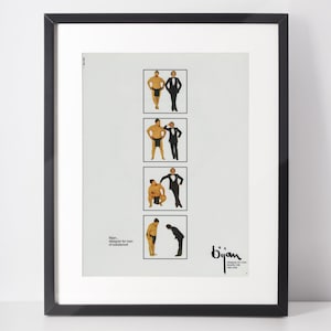 BIJAN 1986 Pubblicità d'epoca Moda maschile anni '80 Stampa Poster pubblicitario Arte murale Design d'interni Casa Attività Boutique Negozio Negozio Decorazione Idea