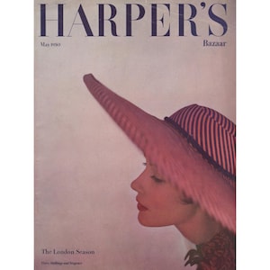 Harper&#39;s Bazaar UK May 1950 British Vintage Fashion Magazine 1950s Birthday Anniversary Christmas Gift Present Photos Advertisements