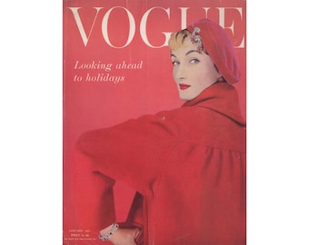 British VOGUE UK January 1955 Vintage Fashion Magazine 1950s Retro Birthday Anniversary Christmas Gift Present Photos Ads Advertisements