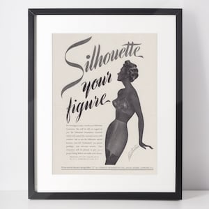 SILHOUETTE publicité vintage des années 1950 Lingerie impression publicité art mural anniversaire anniversaire cadeau de Noël cadeau entreprise décoration d&#39;intérieur