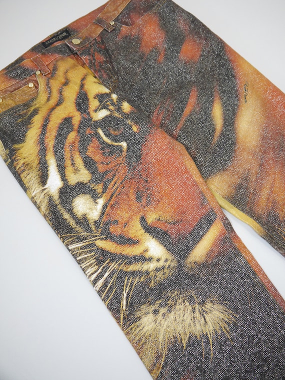 ROBERTO CAVALLI Fall 2000 Vintage Tiger Print Den… - image 4