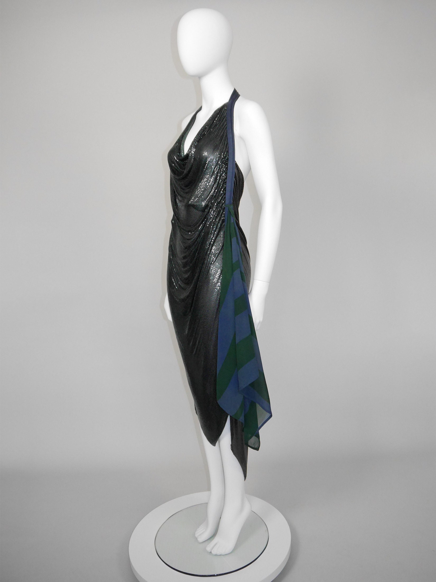 GIANNI VERSACE C. 1984 Vintage Oroton Metal Mesh Chainmail Open