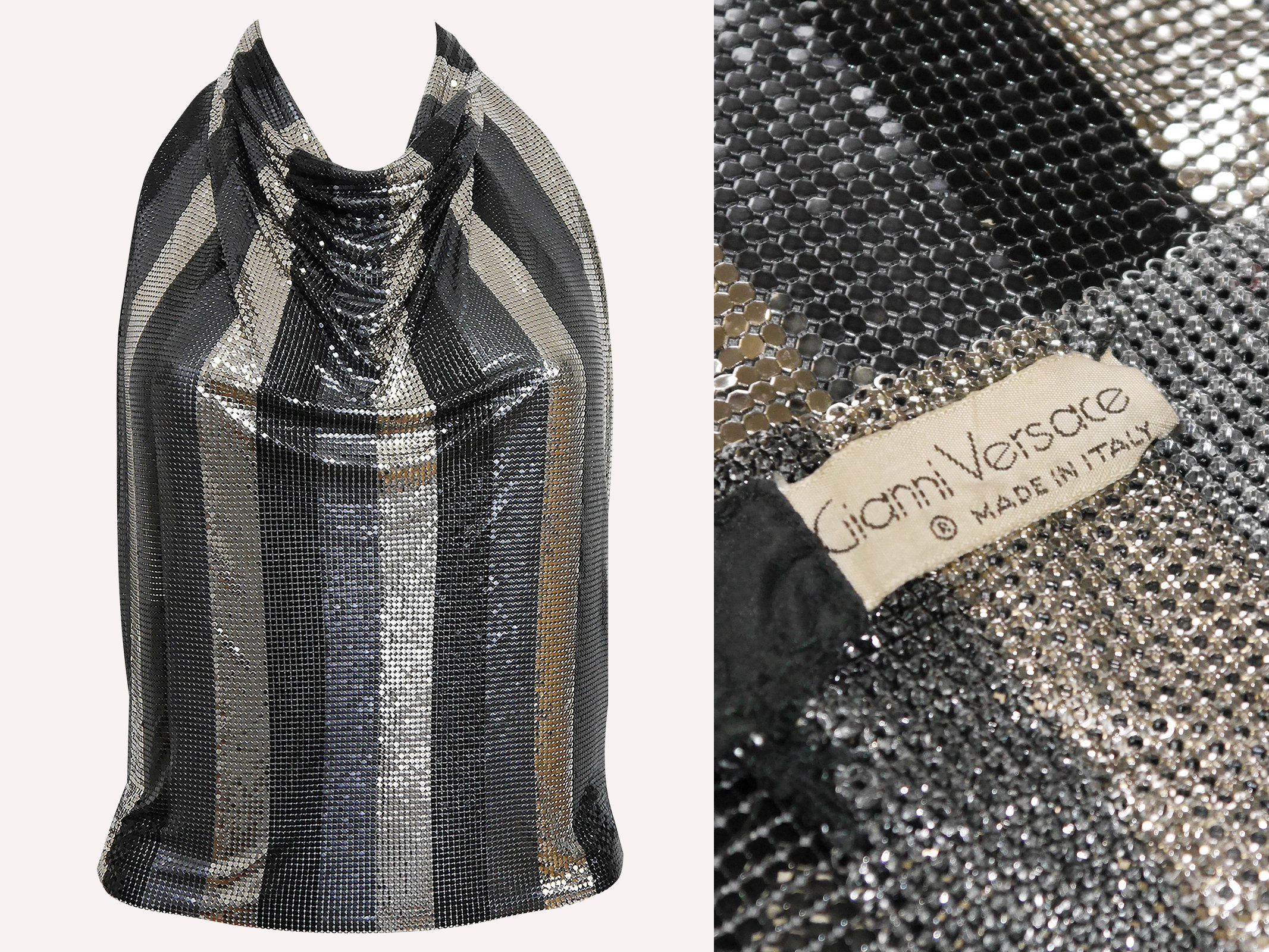 Cottes De Mailles En 7 Lettres GIANNI VERSACE c. 1983 vintage Oroton Métal Mesh Chainmail - Etsy France