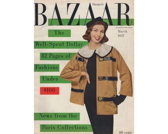 Harper's BAZAAR VS maart 1957 Vintage modetijdschrift jaren 50 Retro Verjaardag Verjaardag Kerstcadeau Aanwezig Foto's Advertenties Advertenties