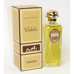 HERMÈS Calèche (1961) Eau de Toilette da 60 ml EdT Splash Profumo vintage Versione anni &#39;70 Pre-codice a barre Non utilizzato con scatola Fragranza floreale cipriata
