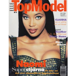 ELLE TOP MODEL No. 3 January 1995 Naomi Campbell Swedish Edition Vintage Fashion Magazine 1990s Birthday Anniversary Christmas Gift Present