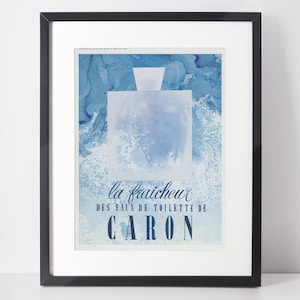 CARON 1962 Vintage Advertisement 1960s Perfume Parfum Print Ad Floral Romantic Blue Wall Art Home Decor Birthday Anniversary Christmas Gift