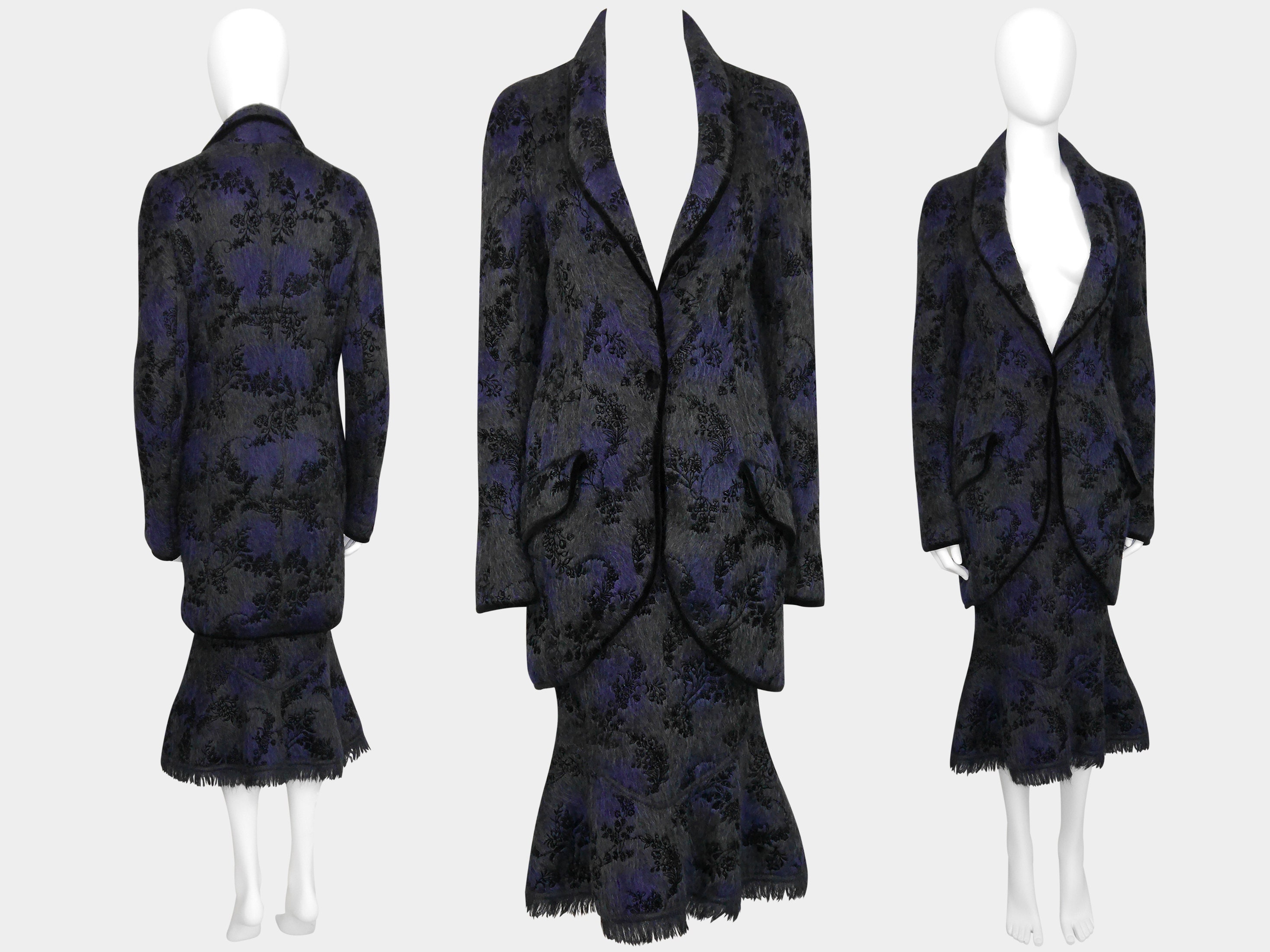 GIVENCHY COUTURE A/W 1997 ALEXANDER McQUEEN Purple Floral Jacquard Blazer  Jacket