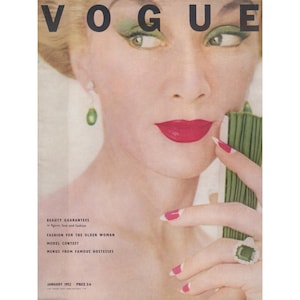 British VOGUE UK January 1952 Vintage Fashion Magazine 1950s Retro Birthday Anniversary Christmas Gift Present Photos Advertisements