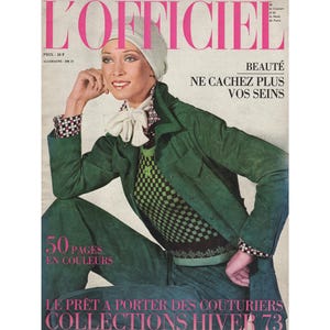 L&#39;OFFICIEL PARIS Fall/Winter 1973 French Vintage Fashion Magazine 1970s Birthday Christmas Gift Present Photos Ads Advertisements