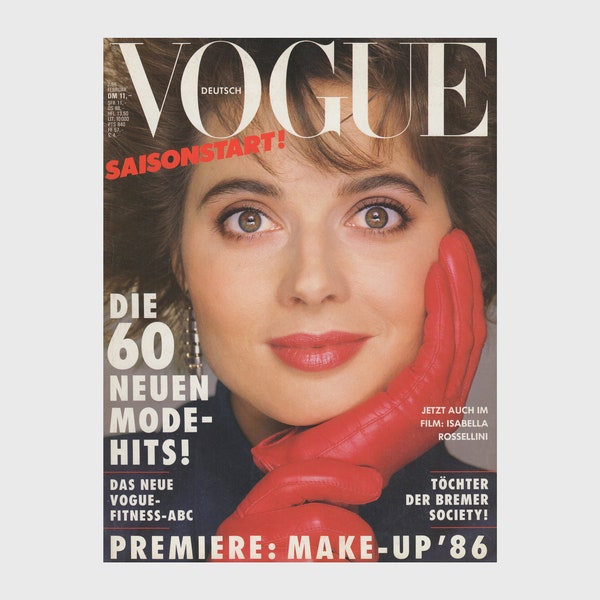 VOGUE GERMANY Februar 1986 Vintage Mode Zeitschrift 1980er Jahre Retro Geburtstag Jubiläum Weihnachtsgeschenk Präsent Fotos Anzeigen Werbung