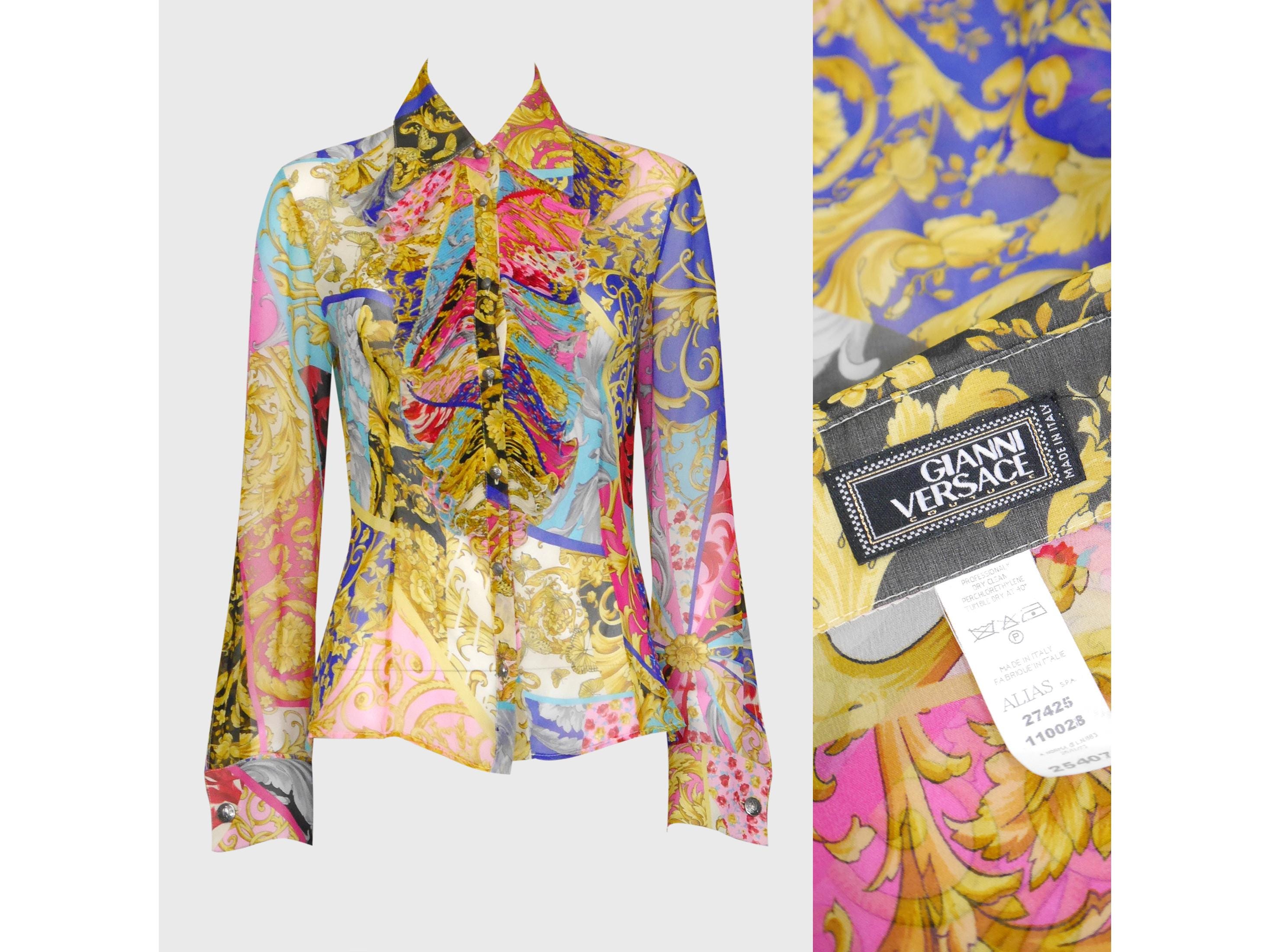 GIANNI VERSACE Couture 2000s Vintage Ruffled Baroque Floral 