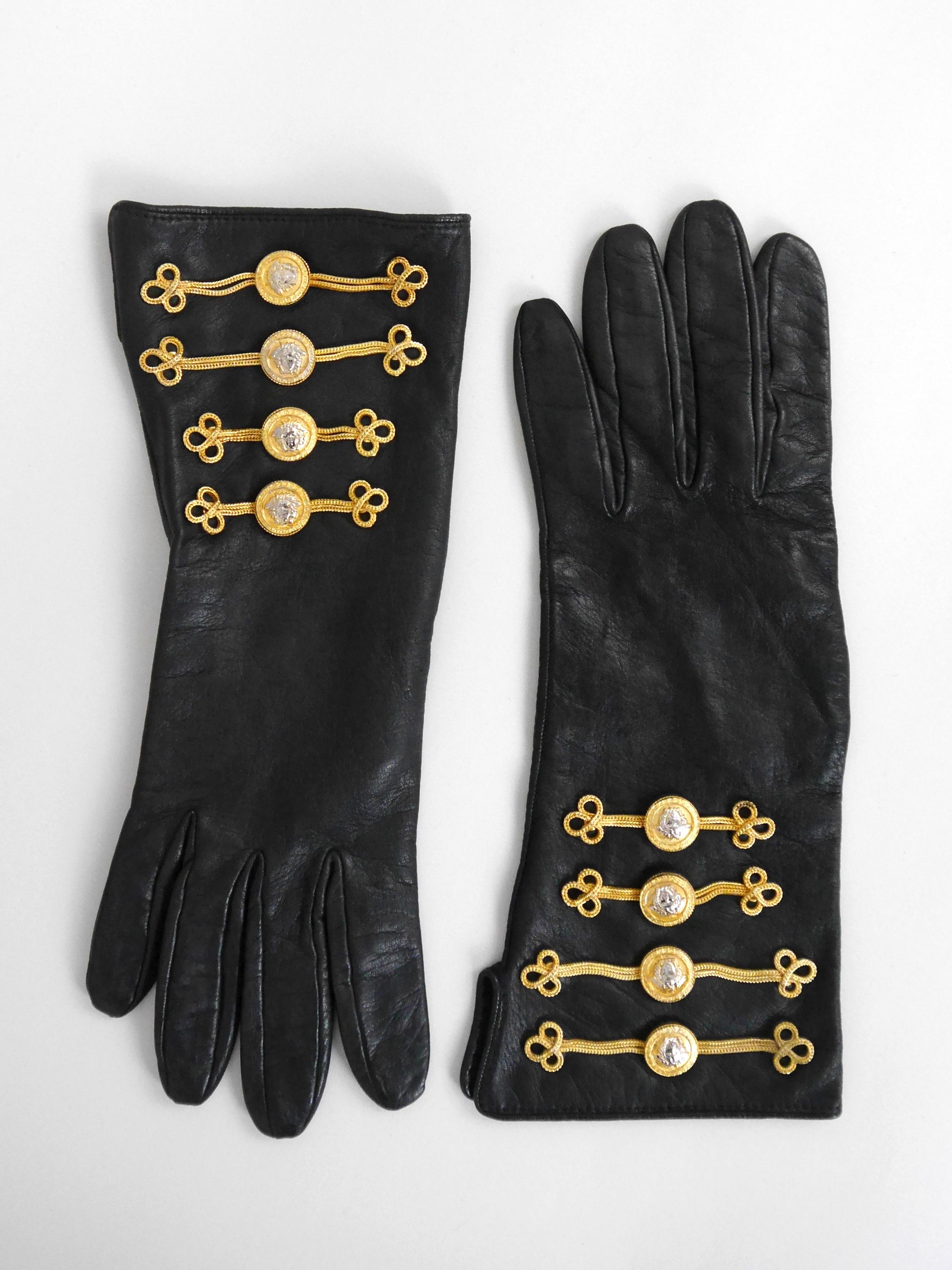 GIANNI VERSACE レザーグローブ ジャンニ・ヴェルサーチ 1993年秋冬 ヴィンテージ ブラックレザー