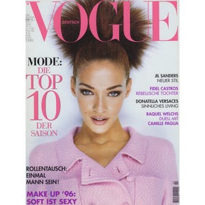 VOGUE GERMANY February 1996 Vintage Fashion Magazine 1990s Retro Birthday Anniversary Christmas Gift Present Photos Ads Advertisements